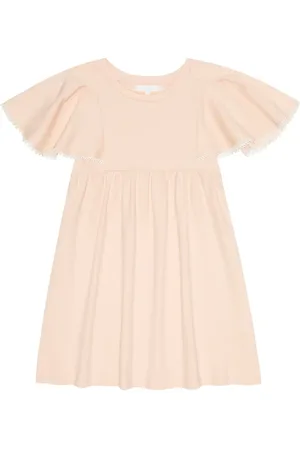 Chloé ChloÃ© Kids Embroidered ruffle-sleeve cotton dress