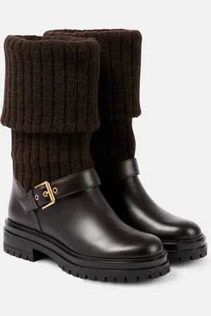 Gianvito Rossi Thurso leather-trimmed biker boots