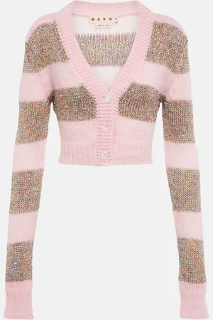 Marni Embellished striped cropped cardigan