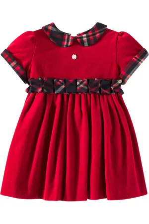 PATACHOU Baby tartan cotton velvet dress
