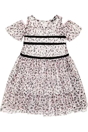 MONNALISA Leopard-print tulle dress