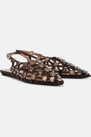 The Attico Grid embellished suede slingback flats