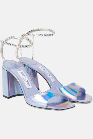 Jimmy Choo Saeda 85 embellished metallic leather sandals