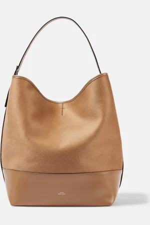 Totême Belted leather-trimmed wool tote bag
