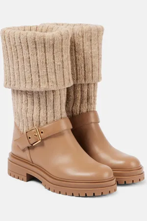 Gianvito Rossi Thurso leather-trimmed sock boots