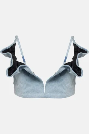 Y / PROJECT Ruffled denim bra top