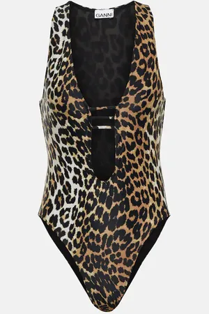 Ganni Leopard-print swimsuit