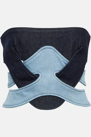 DION LEE Strapless denim corset top