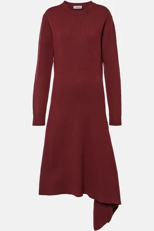 Jil Sander Asymmetric wool midi dress