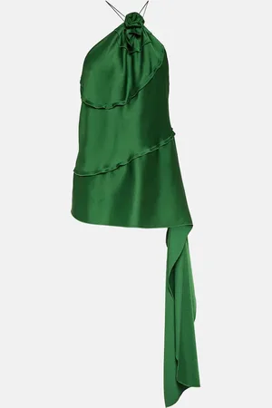 Victoria Beckham Floral-appliquÃ© draped satin top