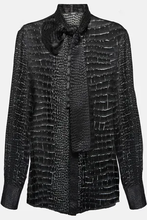 VERSACE Tie-neck devorÃ© shirt