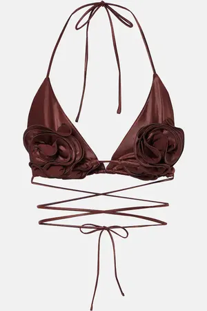 MAGDA BUTRYM Floral-appliquÃ© triangle bikini top