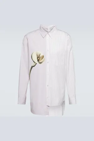 Lanvin Asymmetric printed cotton poplin shirt