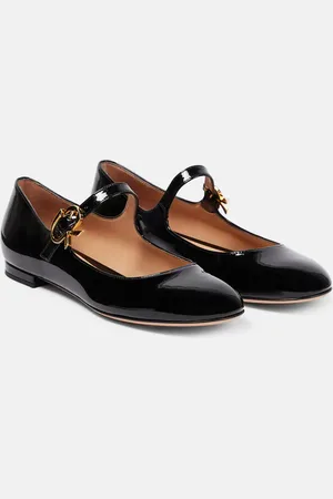 Gianvito Rossi Mary Ribbon patent leather ballet flats