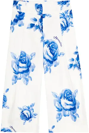MONNALISA Floral wide-leg cotton pants