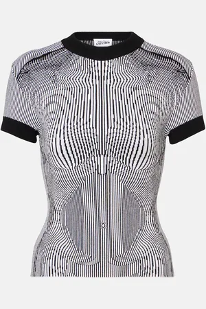 Jean Paul Gaultier Morphing Pinstripe jacquard jersey top
