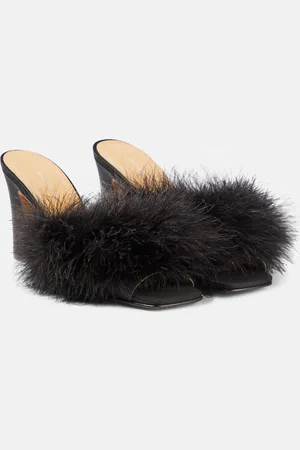 Maison Margiela Feather-embellished mules