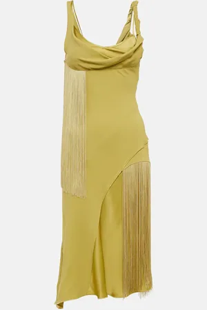 Victoria Beckham Fringe-trimmed crÃªpe and satin minidress