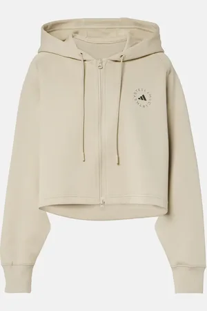 adidas Cropped cotton-blend hoodie