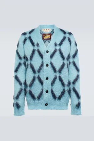 Marni Intarsia mohair-blend cardigan