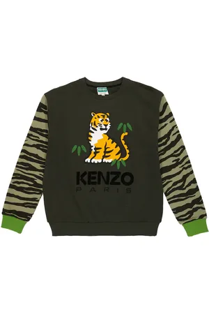 Kenzo Embroidered tiger-print cotton sweatshirt