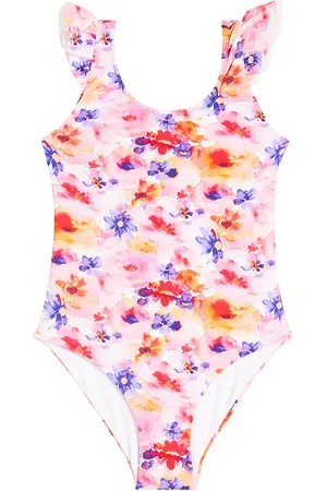 Il gufo Ruffled floral swimsuit