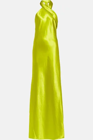 GALVAN Pandora halterneck satin maxi dress
