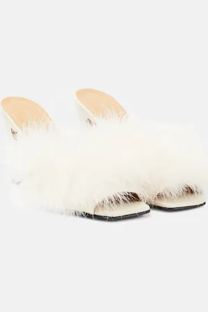 Maison Margiela Feather-embellished mules