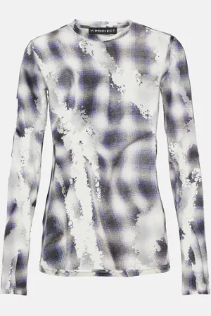 Y / PROJECT Checked sheer devorÃ© top