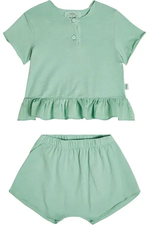Il gufo Baby cotton T-shirt and bloomers set