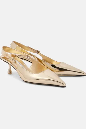 Jimmy Choo Amel 50 metallic leather slingback pumps