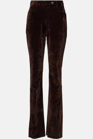 Salvatore Ferragamo High-rise cotton-blend velvet slim pants