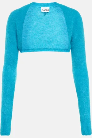 Ganni Alpaca and wool-blend cropped cardigan