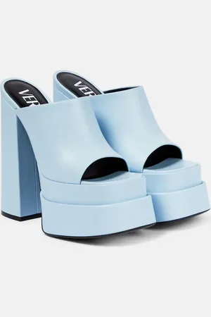 VERSACE Leather platform mules