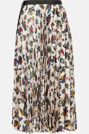 SACAI Printed pleated midi skirt