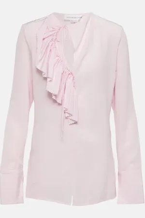 Victoria Beckham Ruffled crÃªpe de chine silk top