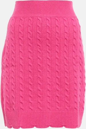 Patou Scalloped cable-knit wool miniskirt