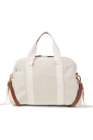 Chloé ChloÃ© Kids Logo jute and cotton-blend diaper bag