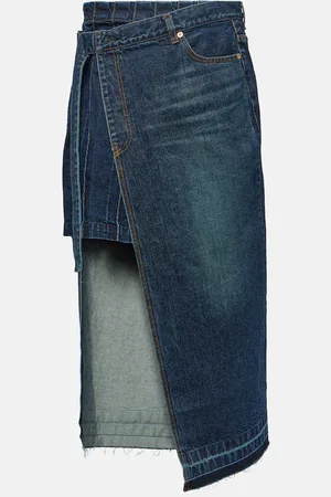 SACAI Asymmetric denim midi skirt