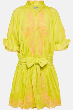 Juliet Dunn Floral embroidered cotton shirt dress