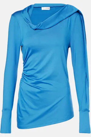 Victoria Beckham Ruched asymmetric jersey top