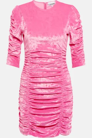 Ganni Ruched velvet minidress