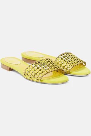 RENE CAOVILLA Crystal-embellished suede slides