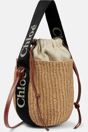 Chloé ChloÃ© Woody Mini leather-trimmed bucket bag