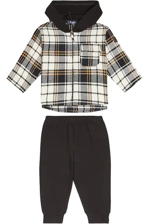 Il gufo Baby checked hoodie and sweatpants set