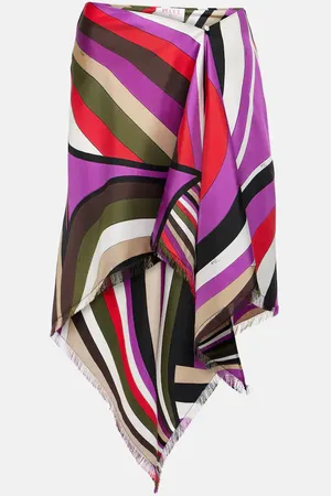 Puccini Iride fringed silk midi skirt