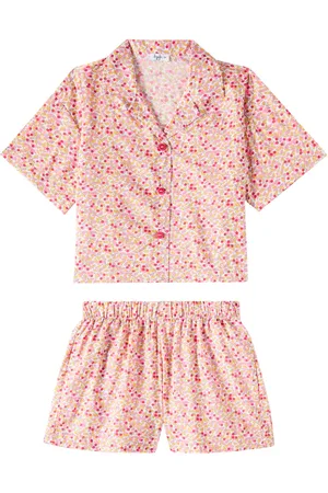 Il gufo Floral cotton shirt and shorts set