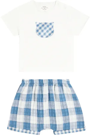 Il gufo Baby cotton T-shirt and shorts set