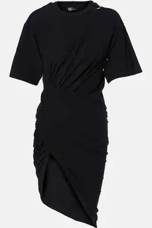 MUGLER Draped cotton-blend jersey minidress