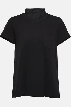 SACAI Pleated cotton jersey T-shirt
